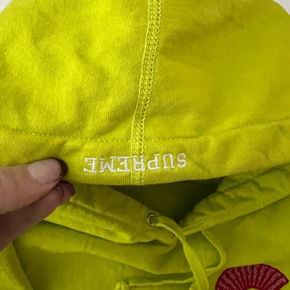 Supreme Hoodie Sweatshirt Acid Lime Green Yellow Sz Medium - Picture 4 of 7